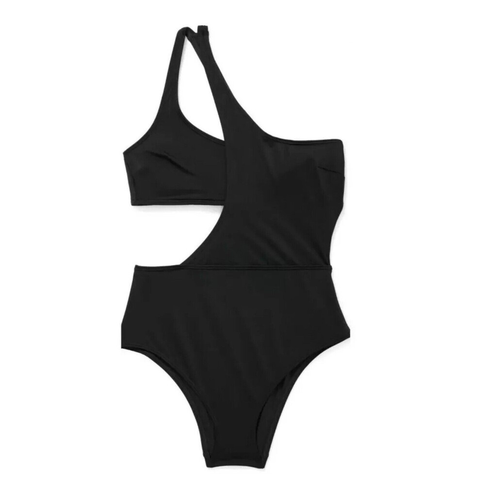 Adore Me One Piece Swimsuit Alaine Contour Black X-Large Bathing Suit Open Slits